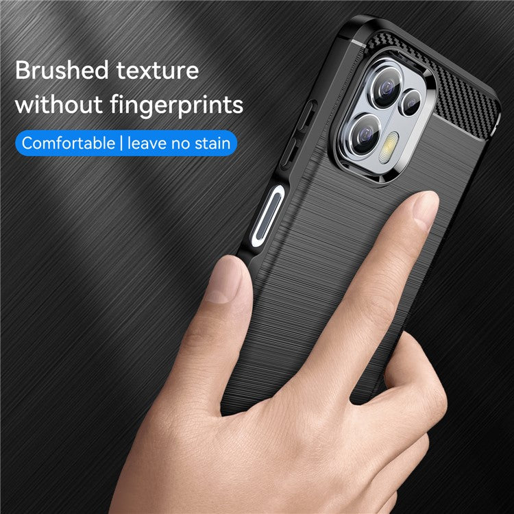 1.8mm Flexible Carbon Fiber Texture TPU Case Phone Cover Brushed Surface Anti-Drop Air Cushion for Motorola Edge 20 Lite/Edge 20 Fusion - Black