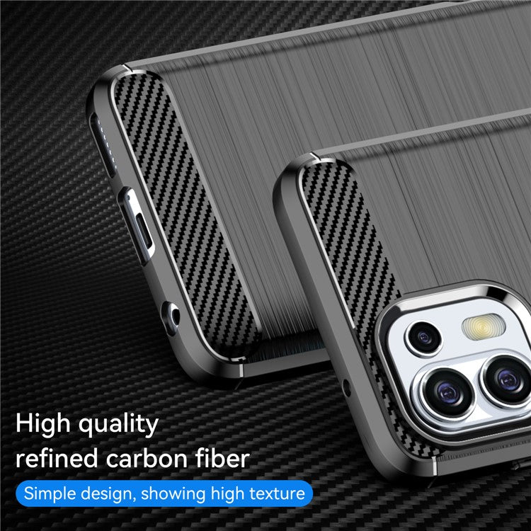 1.8mm Flexible Carbon Fiber Texture TPU Case Phone Cover Brushed Surface Anti-Drop Air Cushion for Motorola Edge 20 Lite/Edge 20 Fusion - Black