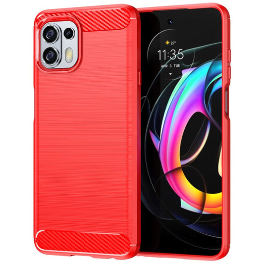 1.8mm Flexible Carbon Fiber Texture TPU Case Phone Cover Brushed Surface Anti-Drop Air Cushion for Motorola Edge 20 Lite/Edge 20 Fusion - Red