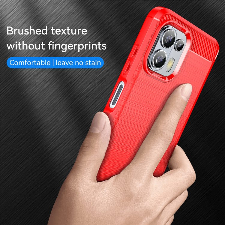 1.8mm Flexible Carbon Fiber Texture TPU Case Phone Cover Brushed Surface Anti-Drop Air Cushion for Motorola Edge 20 Lite/Edge 20 Fusion - Red