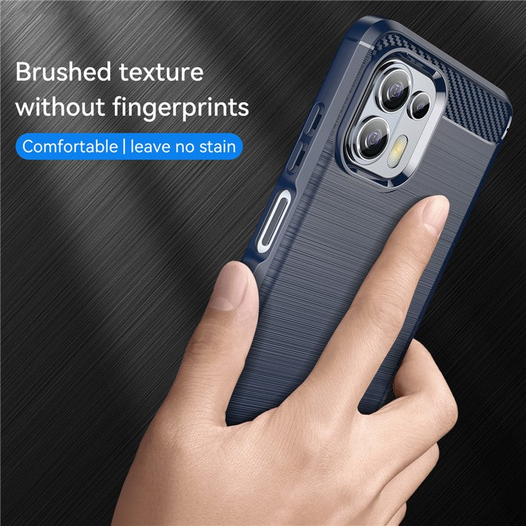 1.8mm Flexible Carbon Fiber Texture TPU Case Phone Cover Brushed Surface Anti-Drop Air Cushion for Motorola Edge 20 Lite/Edge 20 Fusion - Blue