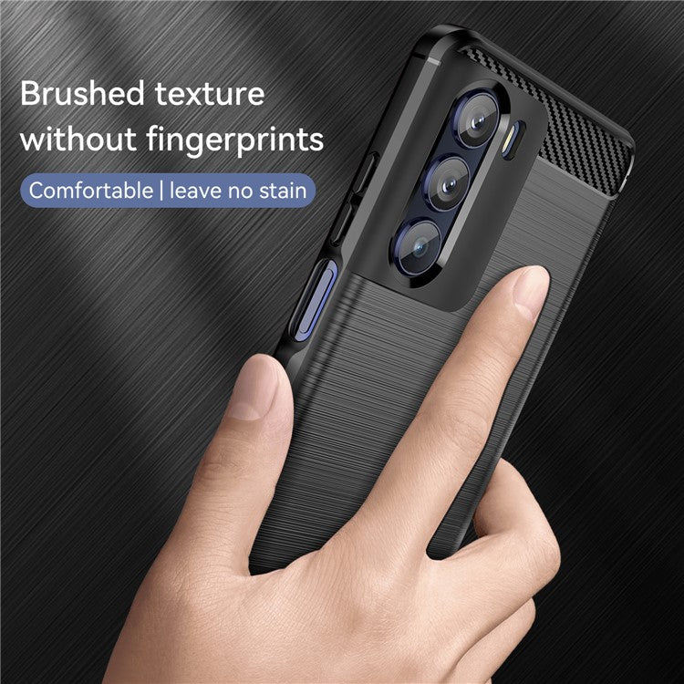Super Flexible Buffering TPU Case Carbon Fiber Texture Brushed Surface Phone Cover with Air Cushion Corners for Motorola Moto G200 5G/Edge S30 - Black