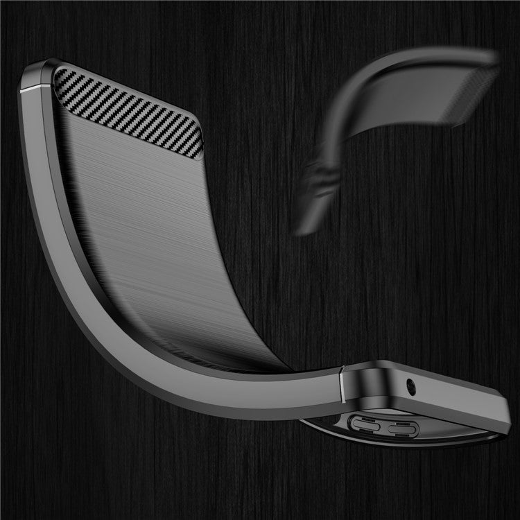 1.8mm Carbon Fiber Texture Brushed Surface TPU Case Air Bag Buffering Super Flexible Phone Cover for Motorola Moto E40/E30/E20 - Black