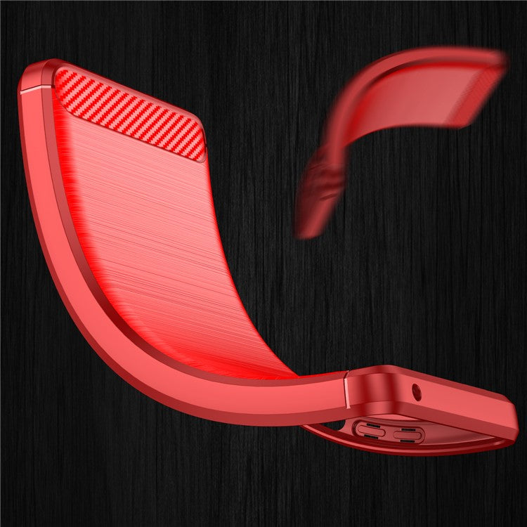 1.8mm Carbon Fiber Texture Brushed Surface TPU Case Air Bag Buffering Super Flexible Phone Cover for Motorola Moto E40/E30/E20 - Red