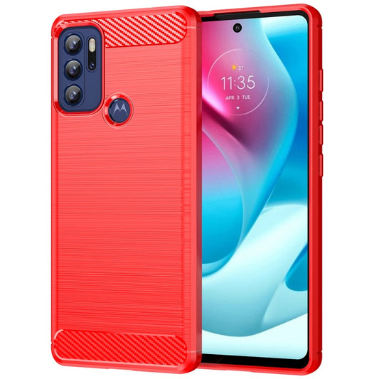 1.8mm Heat Dissipation Carbon Fiber Texture Brushed Surface Super Flexible TPU Case Phone Cover for Motorola Moto G60S - Red