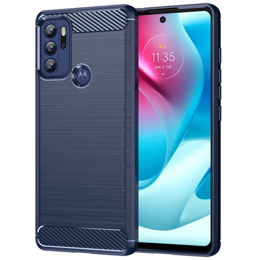 1.8mm Heat Dissipation Carbon Fiber Texture Brushed Surface Super Flexible TPU Case Phone Cover for Motorola Moto G60S - Blue