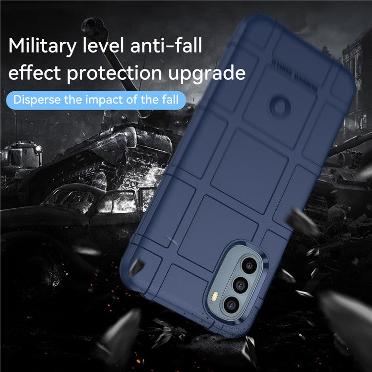 Rugged Square Grid Design Thickened TPU Scratch-resistant Mobile Phone Case Cover for Motorola Moto G31/G41 - Blue