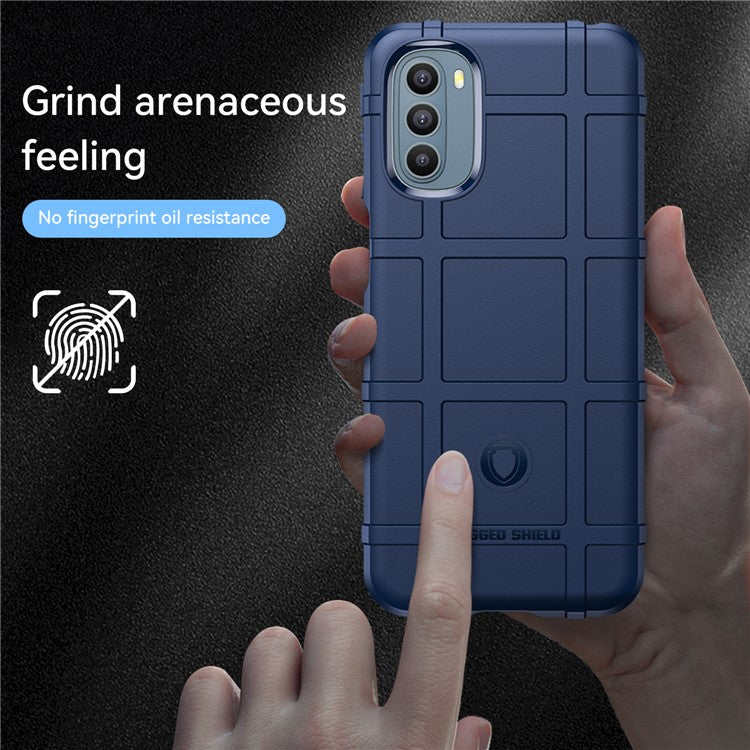 Rugged Square Grid Design Thickened TPU Scratch-resistant Mobile Phone Case Cover for Motorola Moto G31/G41 - Blue