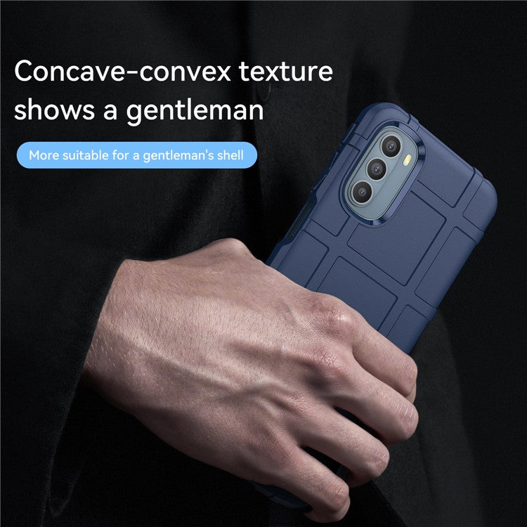 Rugged Square Grid Design Thickened TPU Scratch-resistant Mobile Phone Case Cover for Motorola Moto G31/G41 - Blue
