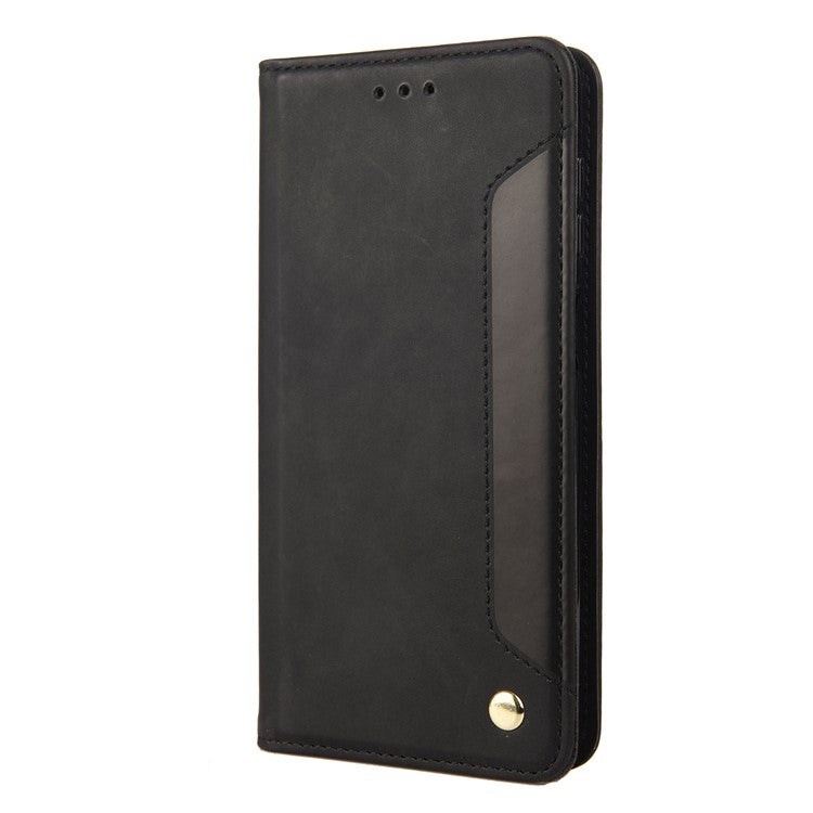 Smartphone Case Shockproof Wallet Phone Stand Cover Anti-dust Splicing PU Leather Shell for Motorola Moto G51 5G - Black