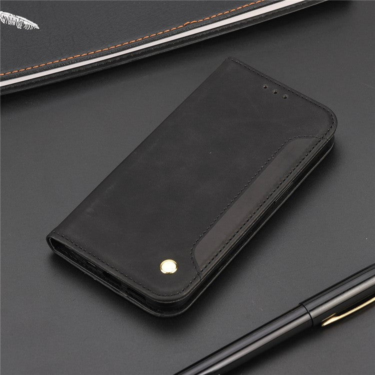 Smartphone Case Shockproof Wallet Phone Stand Cover Anti-dust Splicing PU Leather Shell for Motorola Moto G51 5G - Black