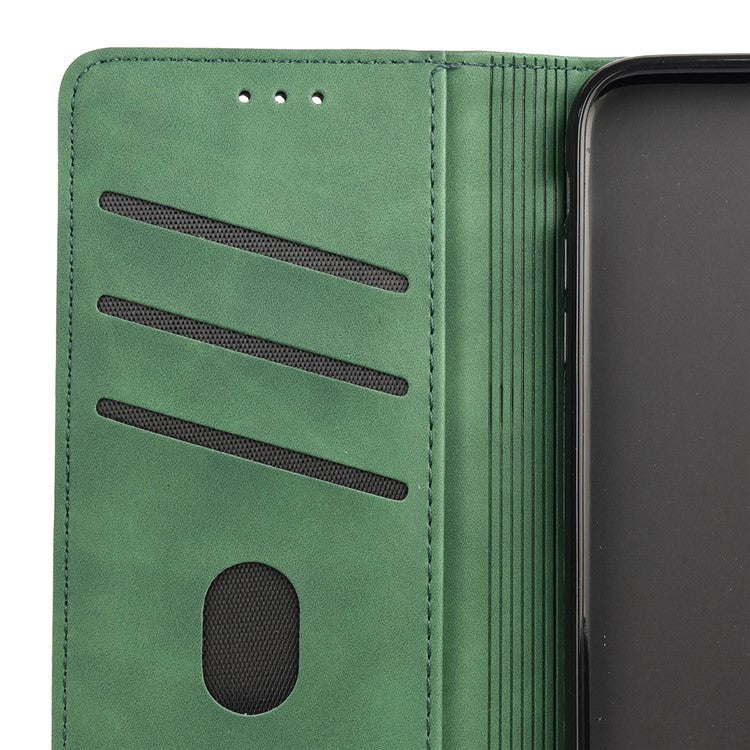 Smartphone Case Shockproof Wallet Phone Stand Cover Anti-dust Splicing PU Leather Shell for Motorola Moto G51 5G - Green