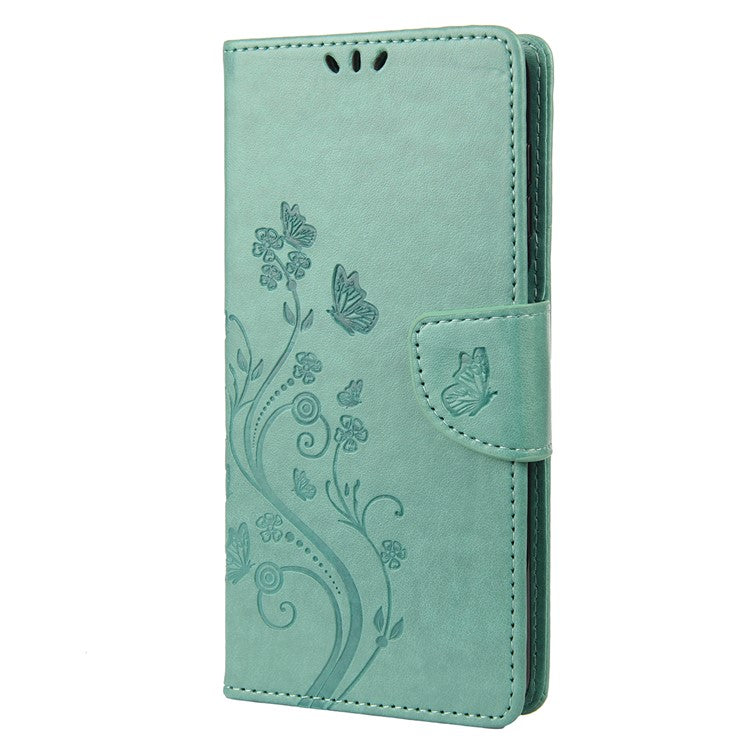 PU Leather Phone Covering Smartphone Case Stylish Imprint Butterflies Practical Wallet for Motorola Moto G71 5G - Green