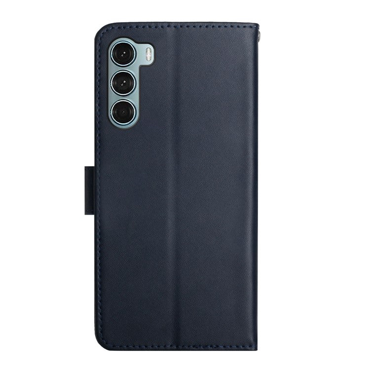 For Motorola Moto G200 5G / Edge S30 Practical Wallet Stand Function Flip Phone Cover Genuine Leather Nappa Texture Full Body Protective Phone Case - Blue