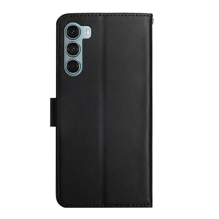 For Motorola Moto G200 5G / Edge S30 Practical Wallet Stand Function Flip Phone Cover Genuine Leather Nappa Texture Full Body Protective Phone Case - Black