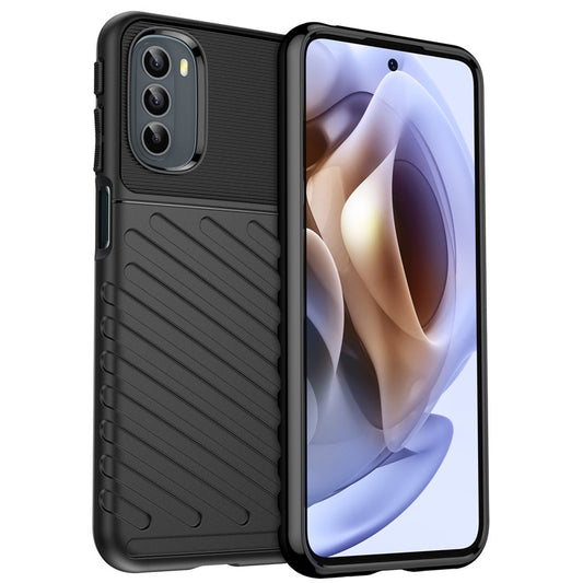 Thunder Series Twill Texture Soft TPU Phone Case Thickened Strong Protection Anti-Drop Cover for Motorola Moto G31 / Moto G41 - Black