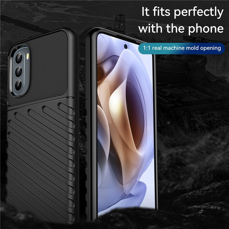 Thunder Series Twill Texture Soft TPU Phone Case Thickened Strong Protection Anti-Drop Cover for Motorola Moto G31 / Moto G41 - Black