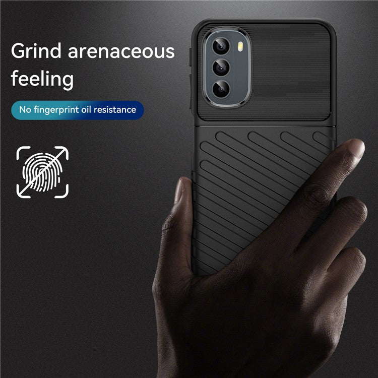 Thunder Series Twill Texture Soft TPU Phone Case Thickened Strong Protection Anti-Drop Cover for Motorola Moto G31 / Moto G41 - Black