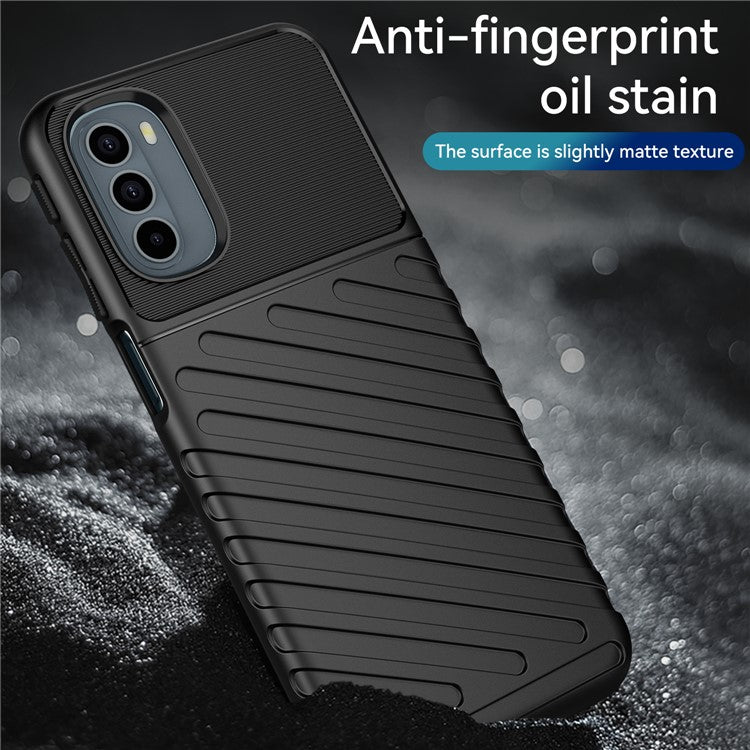Thunder Series Twill Texture Soft TPU Phone Case Thickened Strong Protection Anti-Drop Cover for Motorola Moto G31 / Moto G41 - Black