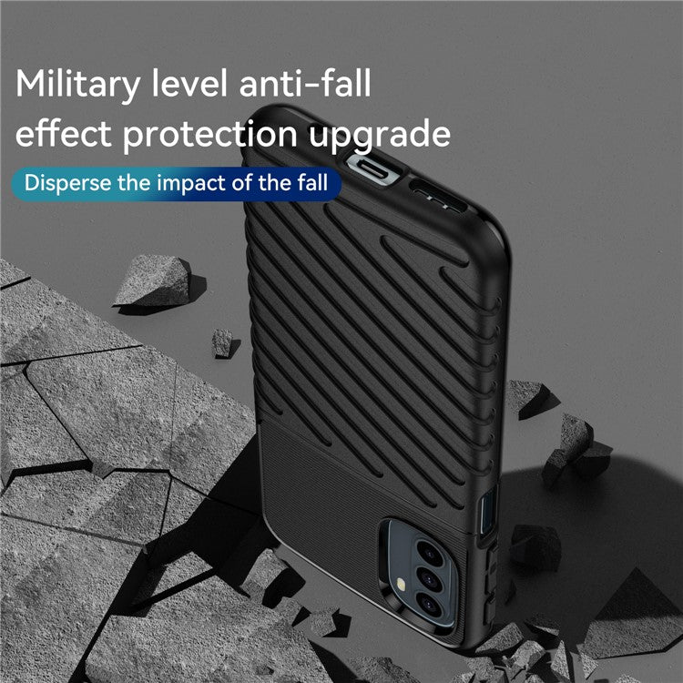 Thunder Series Twill Texture Soft TPU Phone Case Thickened Strong Protection Anti-Drop Cover for Motorola Moto G31 / Moto G41 - Black