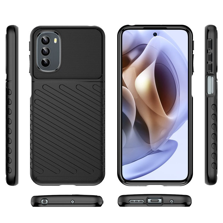 Thunder Series Twill Texture Soft TPU Phone Case Thickened Strong Protection Anti-Drop Cover for Motorola Moto G31 / Moto G41 - Black