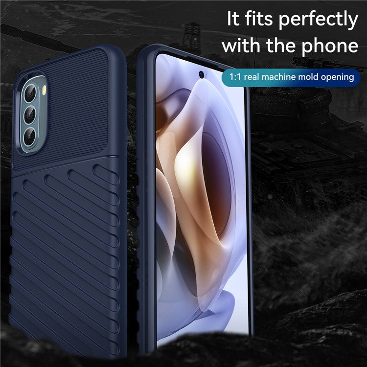 Thunder Series Twill Texture Soft TPU Phone Case Thickened Strong Protection Anti-Drop Cover for Motorola Moto G31 / Moto G41 - Blue