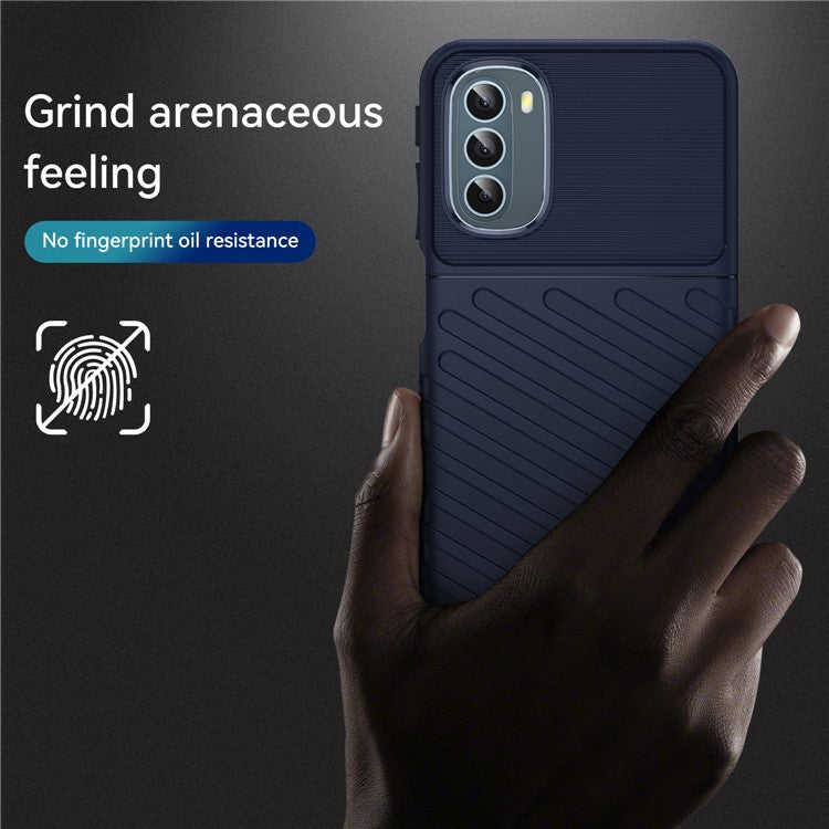 Thunder Series Twill Texture Soft TPU Phone Case Thickened Strong Protection Anti-Drop Cover for Motorola Moto G31 / Moto G41 - Blue
