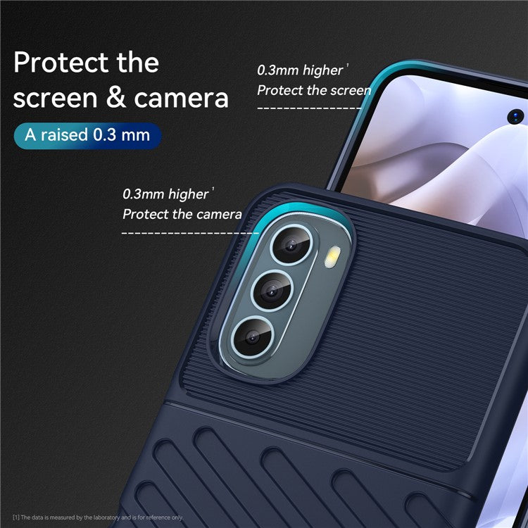 Thunder Series Twill Texture Soft TPU Phone Case Thickened Strong Protection Anti-Drop Cover for Motorola Moto G31 / Moto G41 - Blue