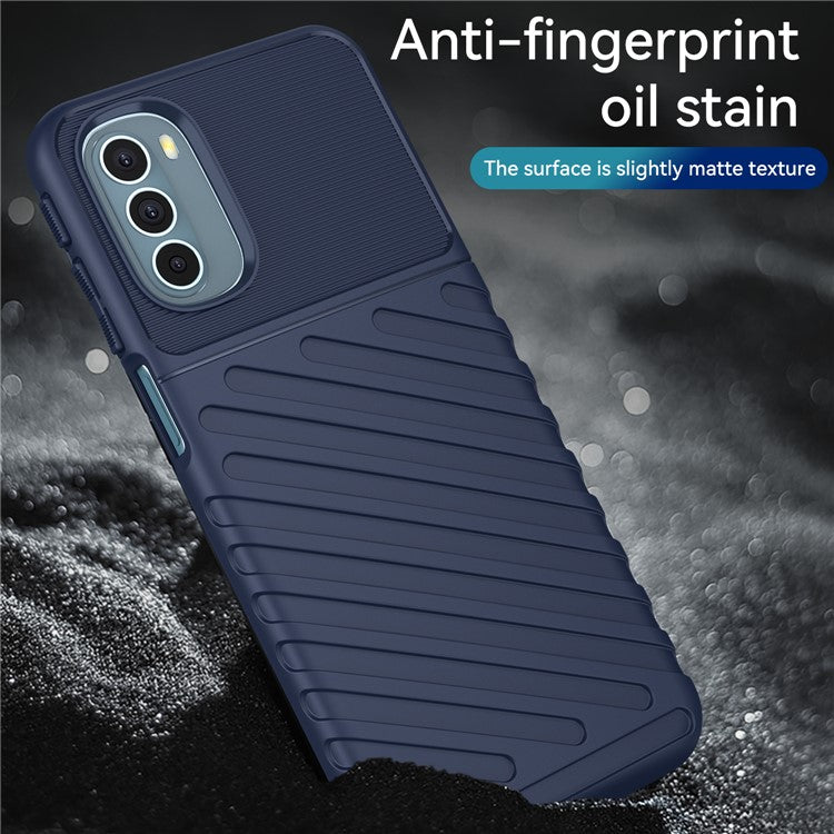 Thunder Series Twill Texture Soft TPU Phone Case Thickened Strong Protection Anti-Drop Cover for Motorola Moto G31 / Moto G41 - Blue