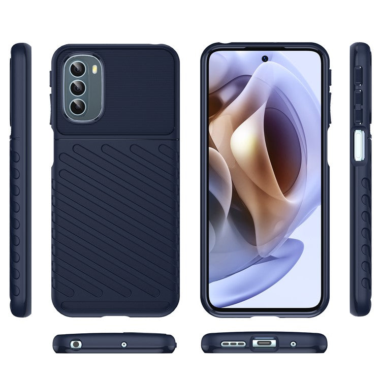 Thunder Series Twill Texture Soft TPU Phone Case Thickened Strong Protection Anti-Drop Cover for Motorola Moto G31 / Moto G41 - Blue