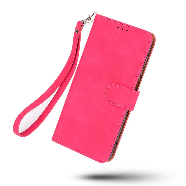 Skin-touch Feeling PU Leather Wallet Case Stand Function Shockproof Soft TPU Phone Cover for Motorola Moto G71 5G - Rose