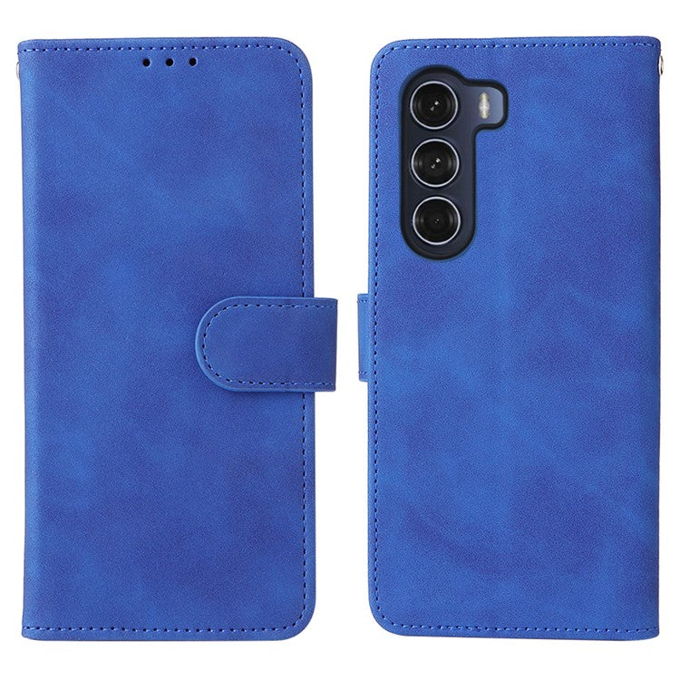 Anti-scratch Splash-repellent Skin-touch Feeling PU Leather + TPU Phone Cover Stand Wallet Shell Mobile Phone Case for Motorola Moto G200 5G - Blue