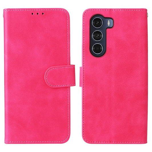 Anti-scratch Splash-repellent Skin-touch Feeling PU Leather + TPU Phone Cover Stand Wallet Shell Mobile Phone Case for Motorola Moto G200 5G - Rose
