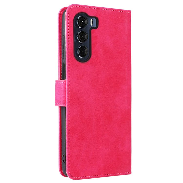 Anti-scratch Splash-repellent Skin-touch Feeling PU Leather + TPU Phone Cover Stand Wallet Shell Mobile Phone Case for Motorola Moto G200 5G - Rose