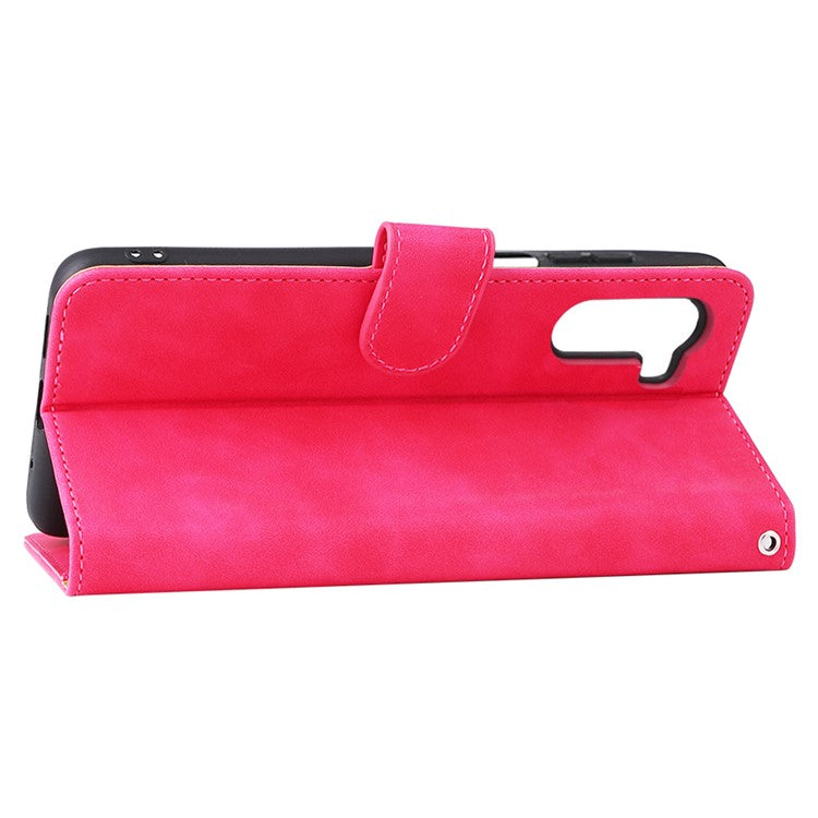 Anti-scratch Splash-repellent Skin-touch Feeling PU Leather + TPU Phone Cover Stand Wallet Shell Mobile Phone Case for Motorola Moto G200 5G - Rose