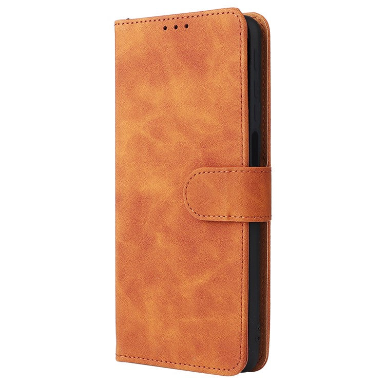 Shockproof Phone Cover Shell Skin-touch Feeling PU Leather Stand Wallet Shell Mobile Phone Case for Motorola Moto G31 / G41 - Brown