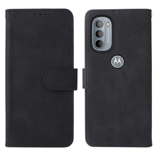 Shockproof Phone Cover Shell Skin-touch Feeling PU Leather Stand Wallet Shell Mobile Phone Case for Motorola Moto G31 / G41 - Black