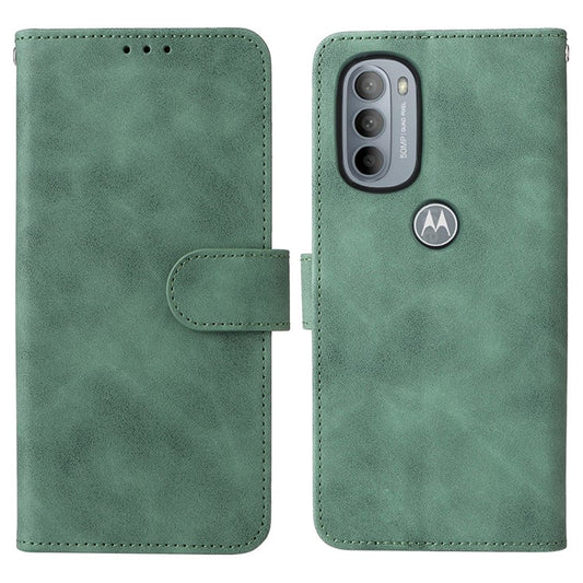 Shockproof Phone Cover Shell Skin-touch Feeling PU Leather Stand Wallet Shell Mobile Phone Case for Motorola Moto G31 / G41 - Green