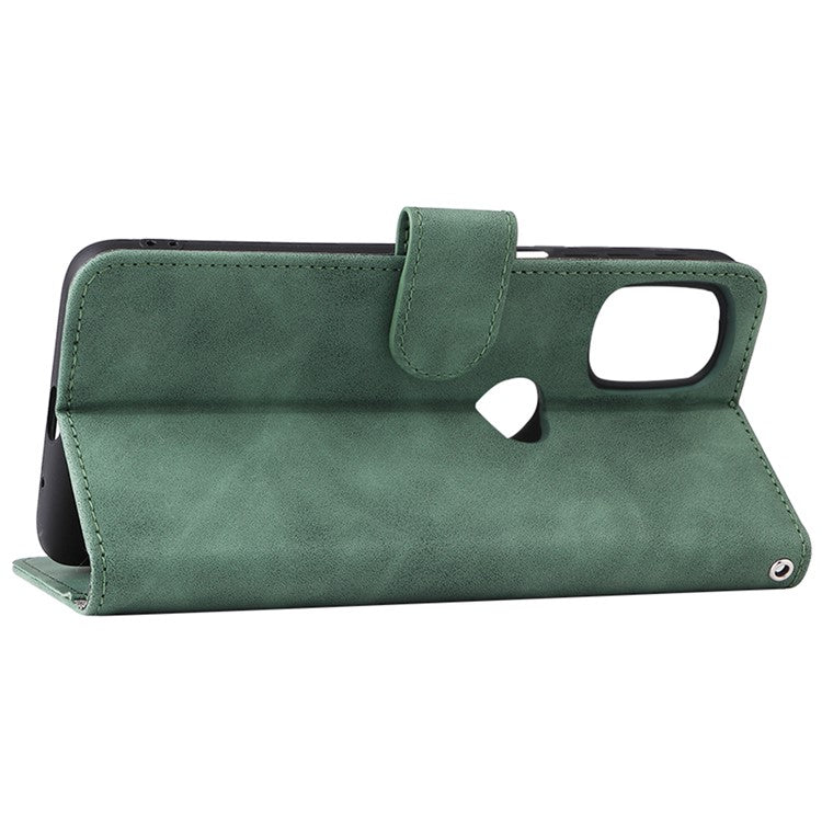 Shockproof Phone Cover Shell Skin-touch Feeling PU Leather Stand Wallet Shell Mobile Phone Case for Motorola Moto G31 / G41 - Green