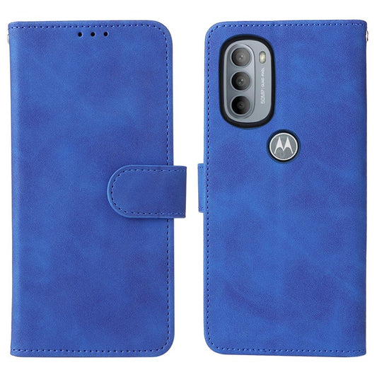 Shockproof Phone Cover Shell Skin-touch Feeling PU Leather Stand Wallet Shell Mobile Phone Case for Motorola Moto G31 / G41 - Blue