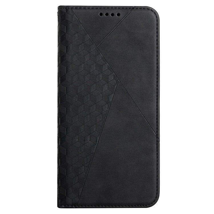 Rhombus Pattern Imprinted PU Leather Protective Case for Motorola Moto G31/G41 Magnetic Absorption Stand Wallet Flip Cover - Black