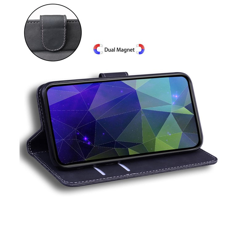 Wallet Phone Case for Motorola Moto G22 / Moto E32s 4G Flip Folio Protective Cover Shockproof TPU Inner Phone Shell with Stand - Black
