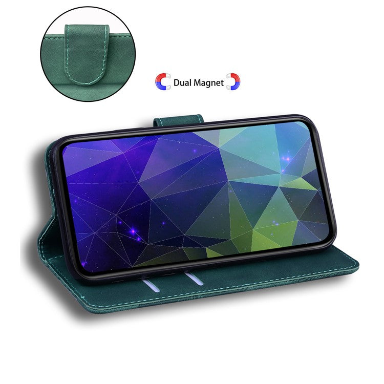 Wallet Phone Case for Motorola Moto G22 / Moto E32s 4G Flip Folio Protective Cover Shockproof TPU Inner Phone Shell with Stand - Green