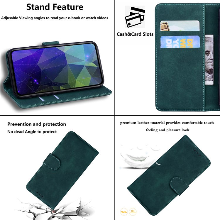 Wallet Phone Case for Motorola Moto G22 / Moto E32s 4G Flip Folio Protective Cover Shockproof TPU Inner Phone Shell with Stand - Green