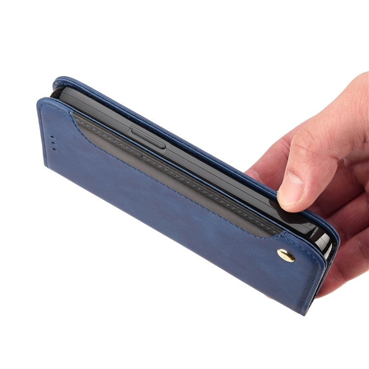 Shockproof Case for Motorola Moto G22 Business Style Phone Stand Cover Phone Case Splicing Leather Shell with Wallet - Blue