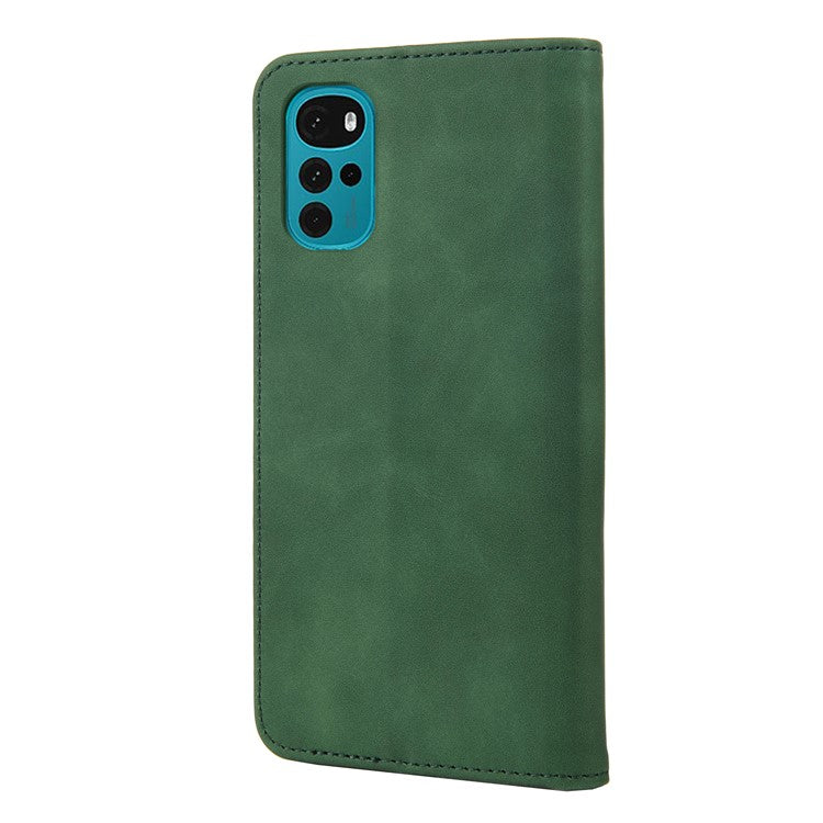 Shockproof Case for Motorola Moto G22 Business Style Phone Stand Cover Phone Case Splicing Leather Shell with Wallet - Green