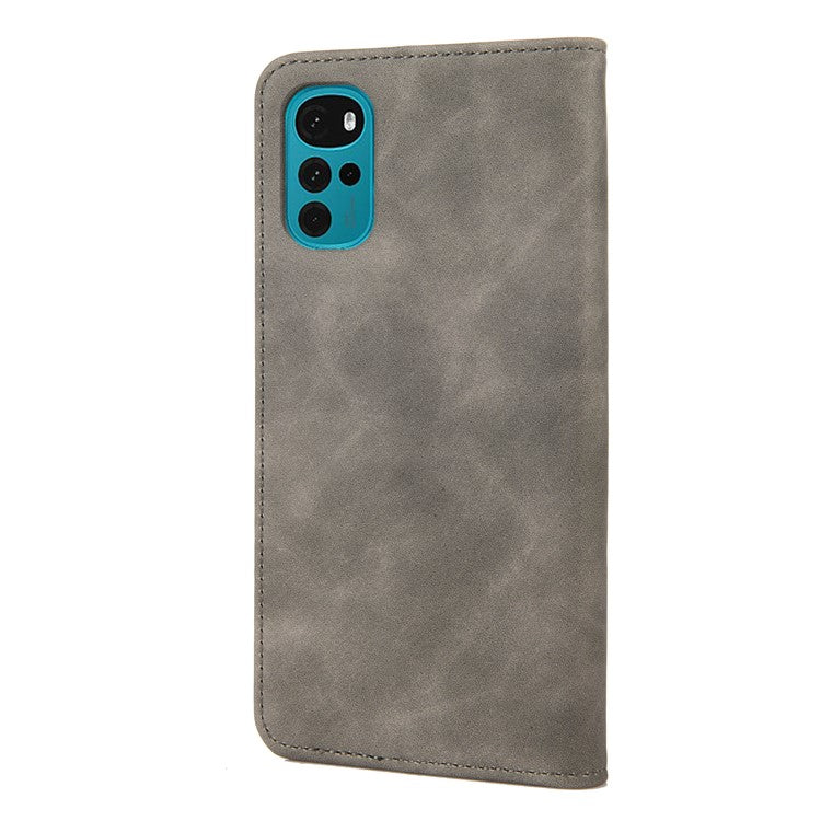 Shockproof Case for Motorola Moto G22 Business Style Phone Stand Cover Phone Case Splicing Leather Shell with Wallet - Grey