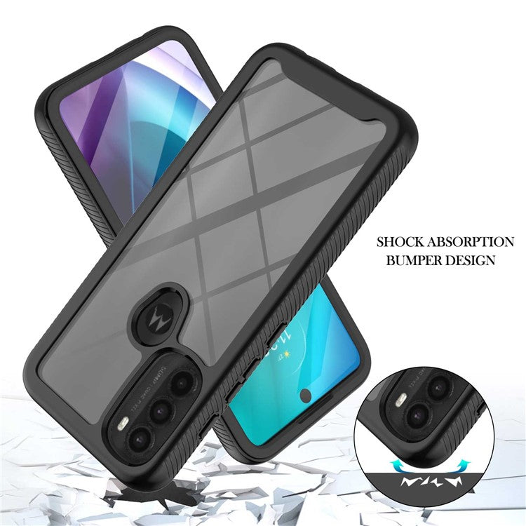YB PC Series-6 for Motorola Moto G71 5G Full Protection Anti-fall Detachable Built-in PET Screen Protector Phone Case TPU+PC Cover - Black