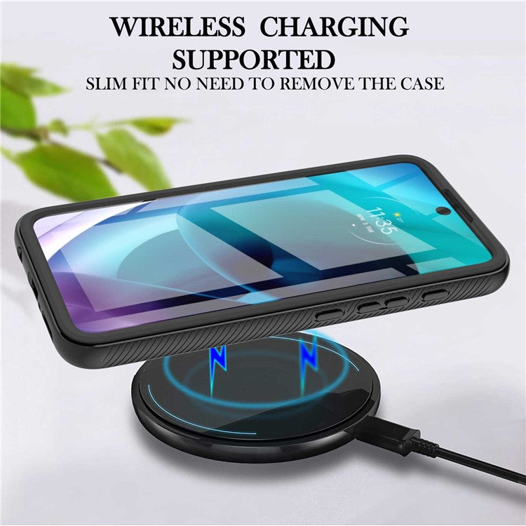 YB PC Series-6 for Motorola Moto G71 5G Full Protection Anti-fall Detachable Built-in PET Screen Protector Phone Case TPU+PC Cover - Black