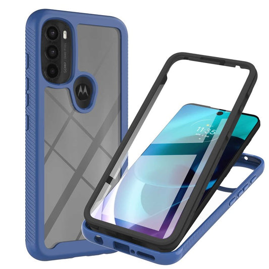 YB PC Series-6 for Motorola Moto G71 5G Full Protection Anti-fall Detachable Built-in PET Screen Protector Phone Case TPU+PC Cover - Sapphire